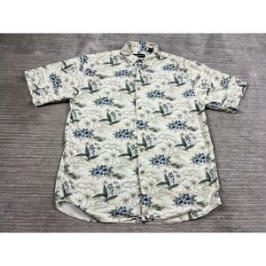 Portofino Shirt Mens Large Multicolor Tropical Silk Blend Short Sleeve Button Up